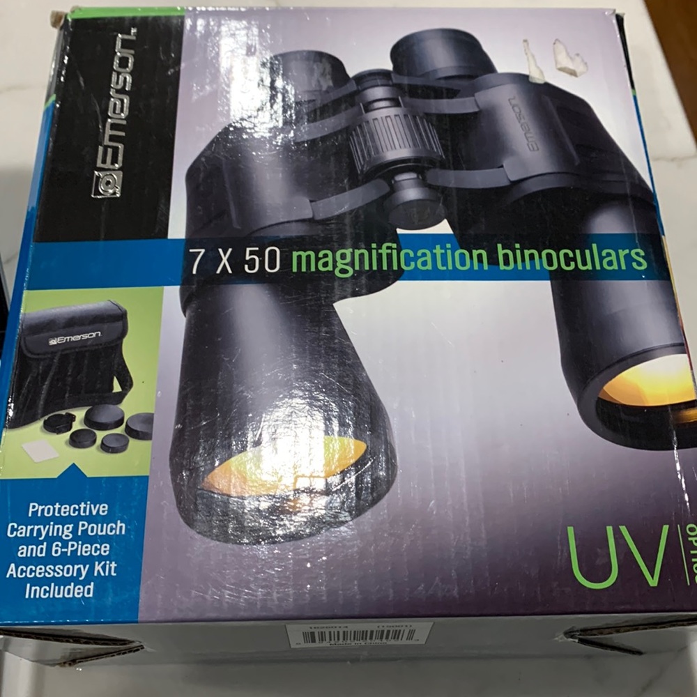 Emerson 7X 50 magnification binoculars in protective carrying case